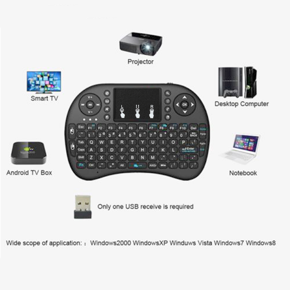 i8 2.4Ghz Mini Wireless Keyboard Remote Controls Touchpad + Manual for TV Box PC eBay