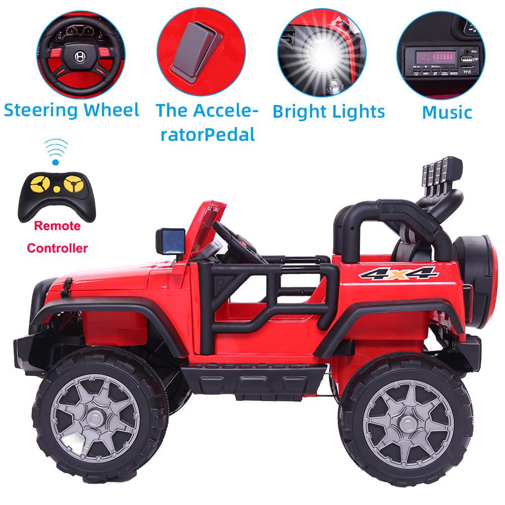 12V Jeep Kids Ride on Car Toys 4 mph Wheels Music LED Light Remote