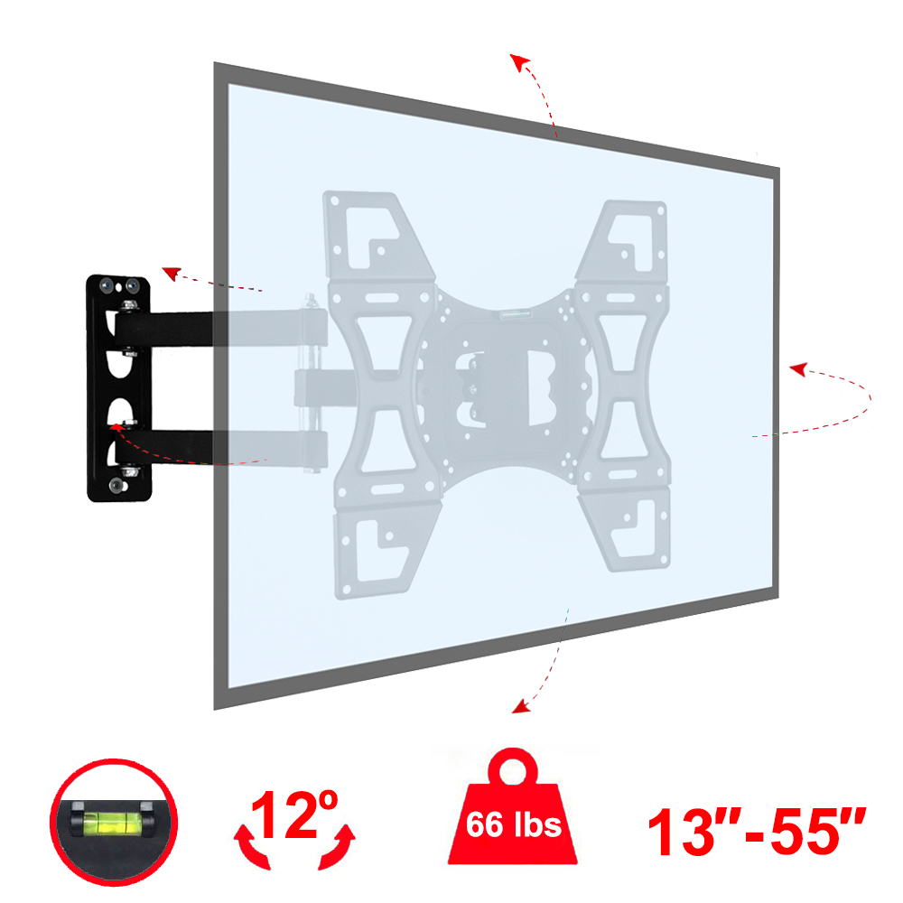 Full Motion TV Wall Mount VESA Bracket for 24 29 32 36 37 40 42 46 49 50 55 inch